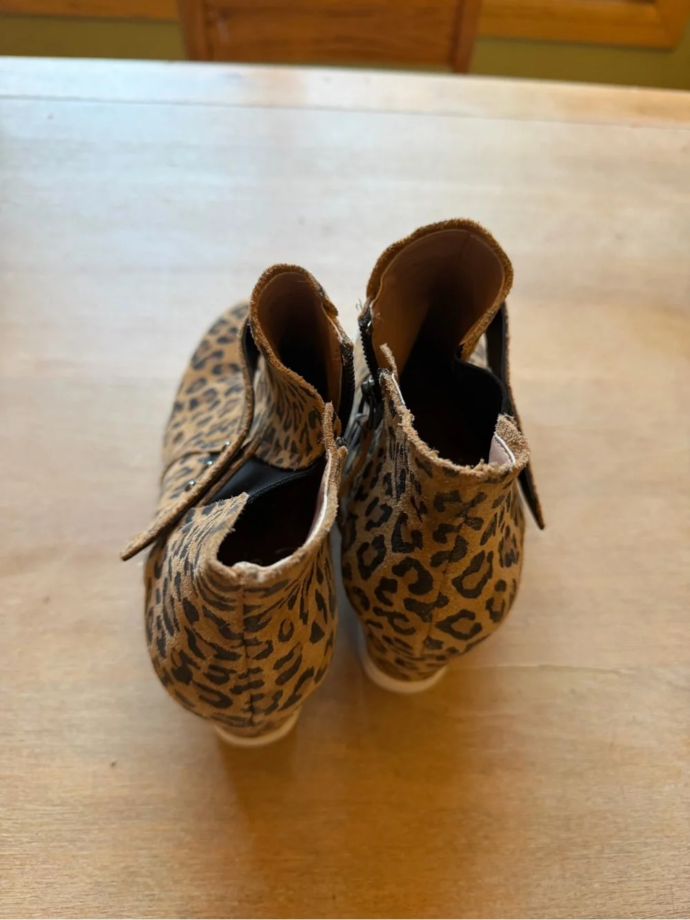 Paolo Leopard-Print Wedge Booties in Tan and Black